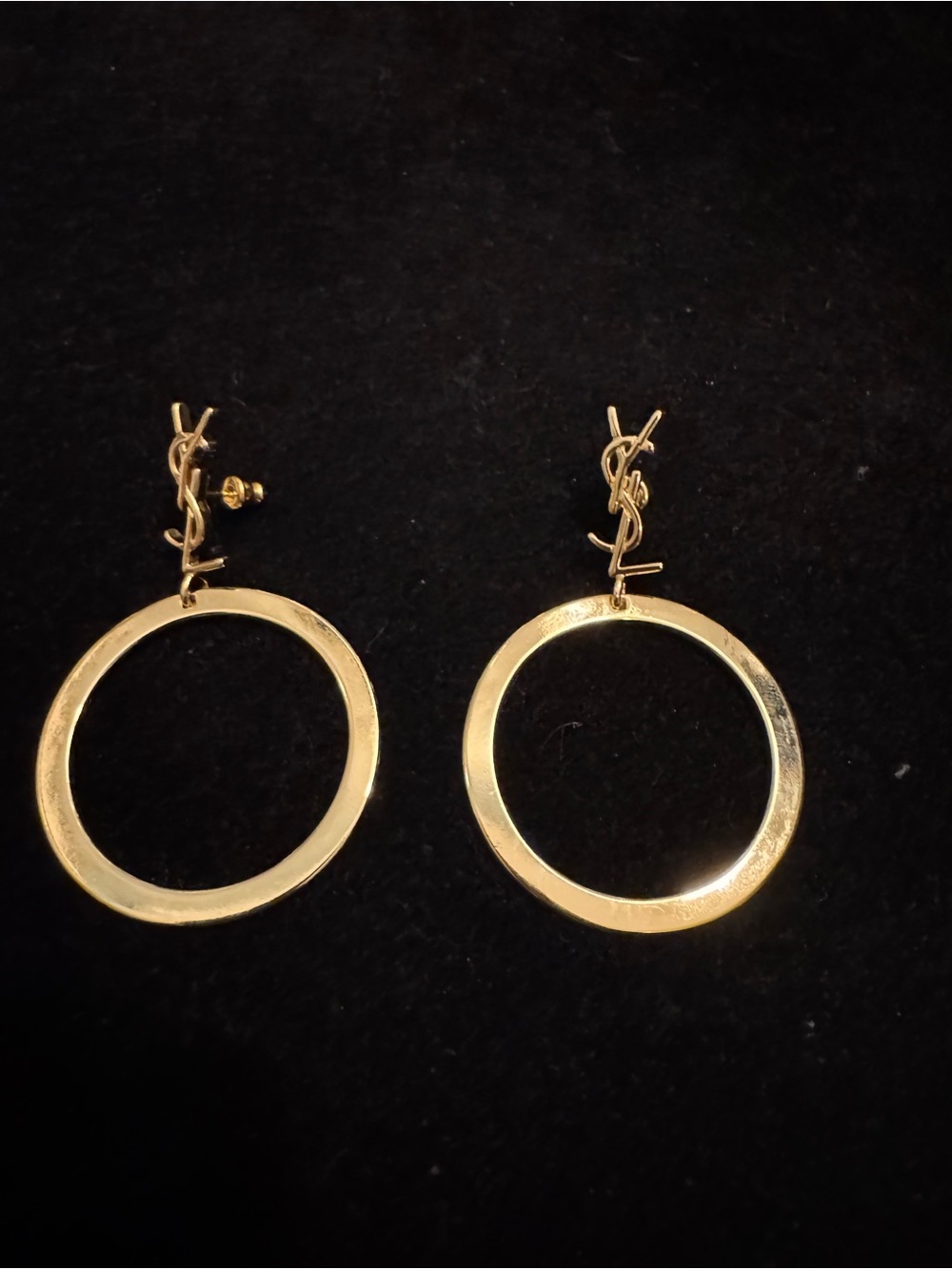 Saint Laurent Gold-tone Circular Drop Earrings with Monogram Detail